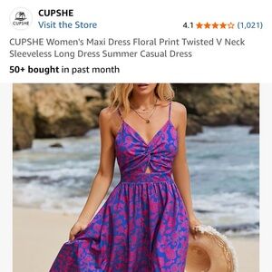 Cupshe Floral Maxi Dress in Blue and Pink